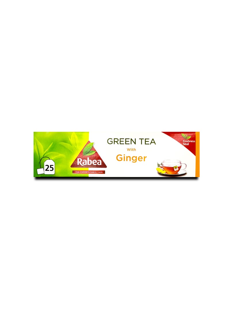 Rabea tea Naturally Green Tea With Ginger 25 Teabags (40g) - Image 1